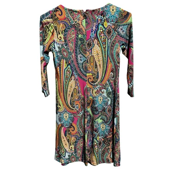Tommy Hilfiger Womens Multicolor Paisley Psychedelic Dress A-Line 3/4 Sleeve Sz6 - Picture 2 of 7